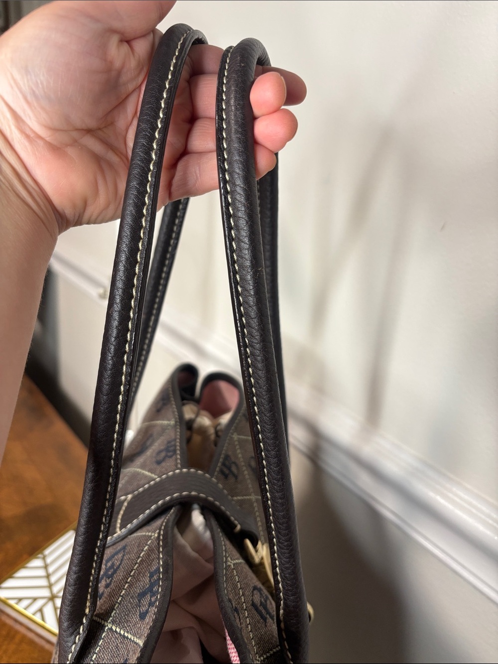 Dooney & Bourke Brown Signature Tote Bag with Logo Clasp Lock Hardware - Picture 5 of 13